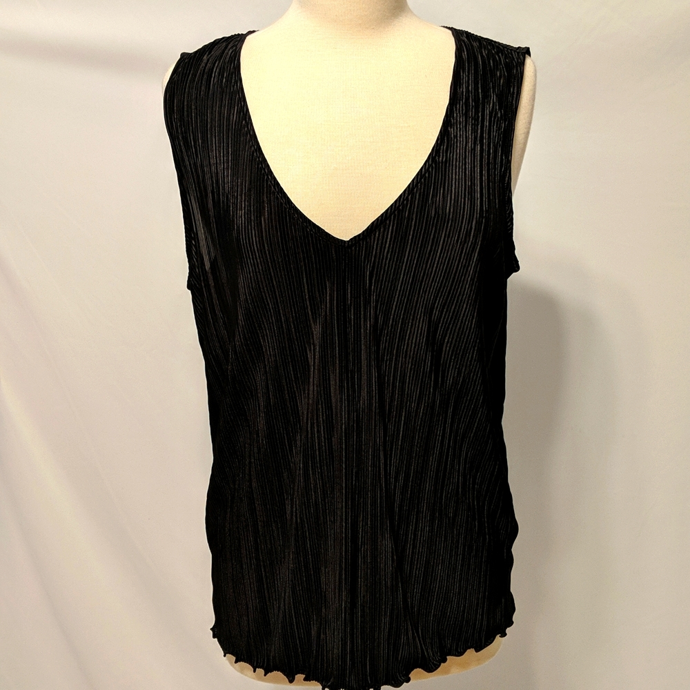 Banana Republic Sleeveless Black Ribbed Blouse Size Large